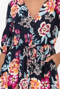 Maxi Dresses<Isabella Boho Rylie Navy Blossom Tie Dress