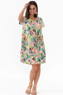 Cotton Dresses<One Summer Sabina Red Swirl Crinkle Cotton Dress