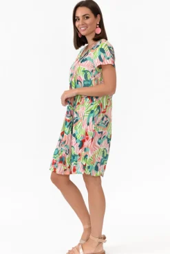 Cotton Dresses<One Summer Sabina Red Swirl Crinkle Cotton Dress