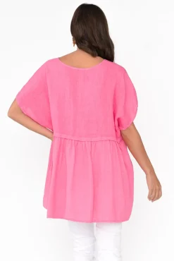 Linen Tops<Donna Donna Sabre Pink Linen Top