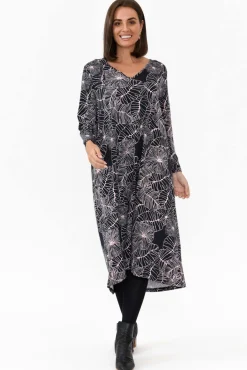 Bamboo Dresses<PQ Saddler Navy Garden V Neck Bamboo Dress