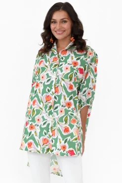Cotton Tops<Slate the Label Sadie Green Blossom Cotton Tunic Top