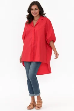 Cotton Tops<Slate the Label Sadie Red Cotton Tunic Top
