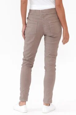 Pants<Rosa Sera Samford Taupe Crinkle Drawstring Pant