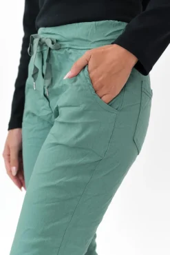 Pants<Rosa Sera Samford Teal Crinkle Drawstring Pant