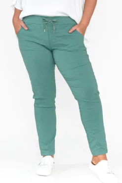 Pants<Rosa Sera Samford Teal Crinkle Drawstring Pant