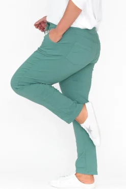 Pants<Rosa Sera Samford Teal Crinkle Drawstring Pant