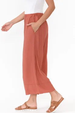 Pants<La Mode Samira Rust Cotton Wide Leg Pant