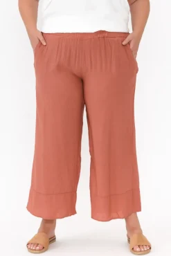 Pants<La Mode Samira Rust Cotton Wide Leg Pant