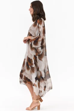 Below Knee Dresses<Italian Closet Santiago Brown Garden Silk Layer Dress