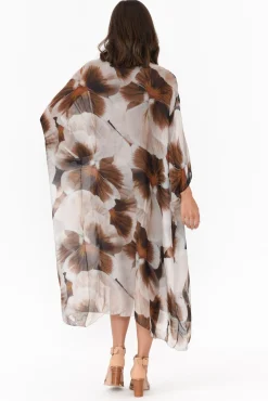 Below Knee Dresses<Italian Closet Santiago Brown Garden Silk Layer Dress