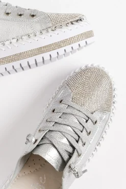 Leather Sneakers<Ameise Sarah Silver Leather Mule Sneaker