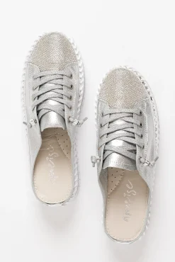 Leather Sneakers<Ameise Sarah Silver Leather Mule Sneaker