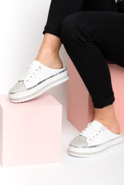 White Sneakers<Ameise Sarah White Leather Mule Sneaker