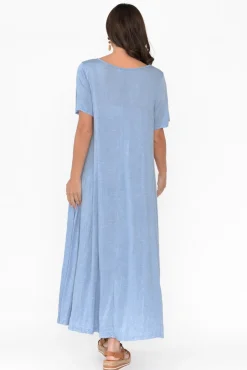 Cotton Dresses<Cotton Village Savannah Blue Cotton Maxi Dress