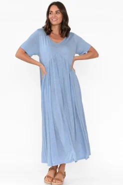 Cotton Dresses<Cotton Village Savannah Blue Cotton Maxi Dress
