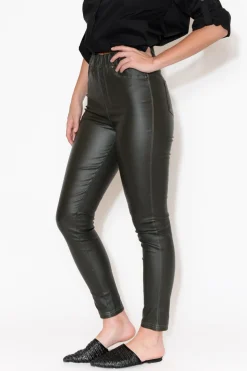 Pants<Slate the Label Sawyer Khaki Wet Look Pant