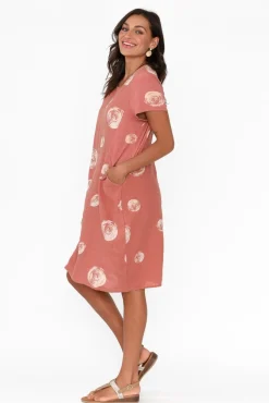 Linen Dresses<Cali and Co Sawyer Rust Spot Linen Pocket Dress