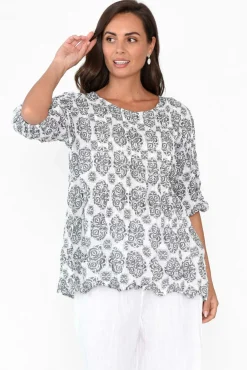 Cotton Tops<Namastai Selma Grey Fiesta Crinkle Cotton Top