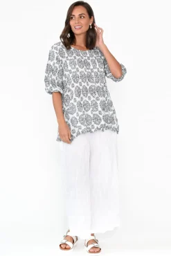 Cotton Tops<Namastai Selma Grey Fiesta Crinkle Cotton Top