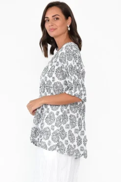 Cotton Tops<Namastai Selma Grey Fiesta Crinkle Cotton Top