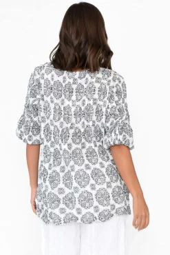 Cotton Tops<Namastai Selma Grey Fiesta Crinkle Cotton Top