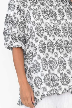 Cotton Tops<Namastai Selma Grey Fiesta Crinkle Cotton Top