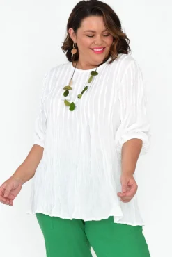 Cotton Tops<Namastai Selma White Crinkle Cotton Top