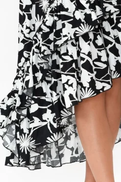 Cotton Dresses<Slate the Label Seren Black Floral Cotton Poplin Ruffle Dress