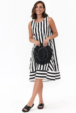 Cotton Dresses<Soul Sparrow Serina Black Stripe Cotton Dress