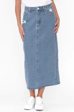 Skirts<Country Denim Sheldon Blue Denim Maxi Skirt