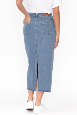 Skirts<Country Denim Sheldon Blue Denim Maxi Skirt