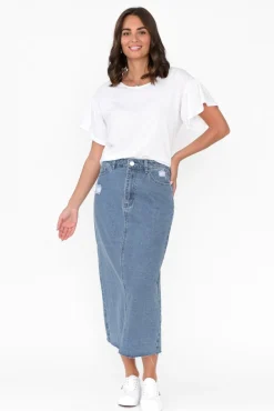 Skirts<Country Denim Sheldon Blue Denim Maxi Skirt