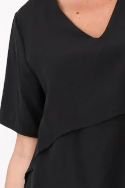 Cotton Tops<La Mode Shoshana Black Cotton Layered Top