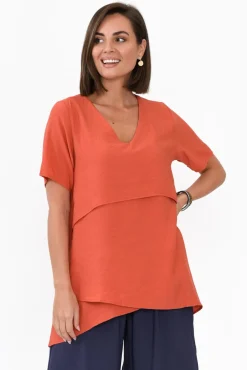 Cotton Tops<La Mode Shoshana Rust Cotton Layered Top