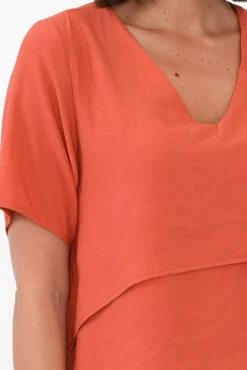 Cotton Tops<La Mode Shoshana Rust Cotton Layered Top