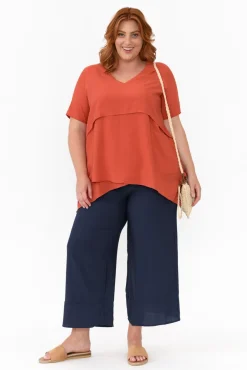Cotton Tops<La Mode Shoshana Rust Cotton Layered Top