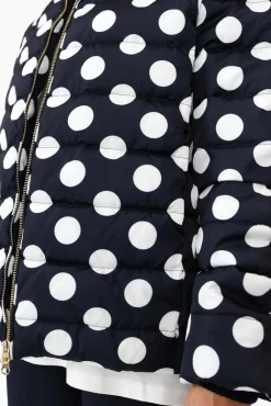 Jackets<Brave u0026 True Sillian Navy Spot Puffer Jacket