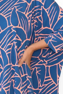 Tunic Tops<PQ Simplicity Blue Leaf Bamboo Drape Top