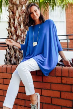 Tunic Tops<PQ Simplicity Cobalt Bamboo Drape Top