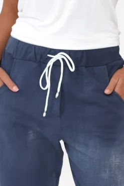 Pants<Rosa Sera Sloan Dark Blue Wash Cotton Pant