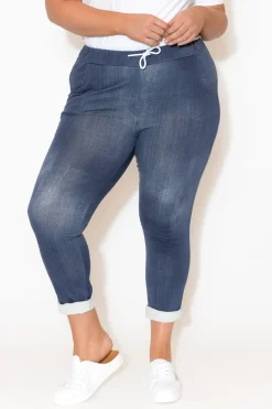 Pants<Rosa Sera Sloan Dark Blue Wash Cotton Pant