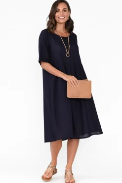 Cotton Dresses<One Summer Sloane Navy Cotton Blend Dress