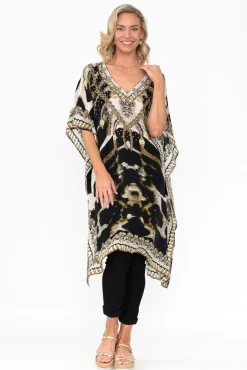 Tunic Tops<Fashion Spectrum Snow Leopard Silk Kaftan