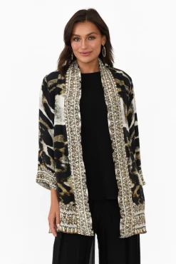 Jackets<Fashion Spectrum Snow Leopard Silk Short Kimono