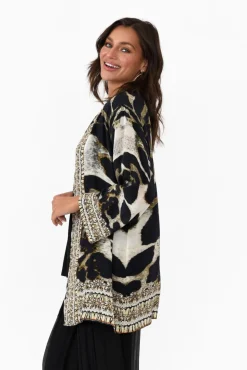 Jackets<Fashion Spectrum Snow Leopard Silk Short Kimono