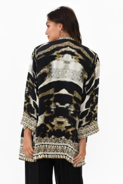 Jackets<Fashion Spectrum Snow Leopard Silk Short Kimono