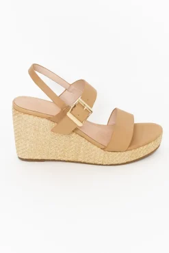 Heeled Sandals<Nude Shoes Soldana Nude Leather Buckle Wedge