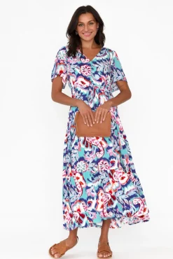 Midi Dresses<Willow Tree Solene Blue Garden Tier Dress