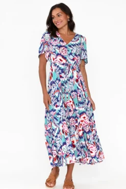 Midi Dresses<Willow Tree Solene Blue Garden Tier Dress